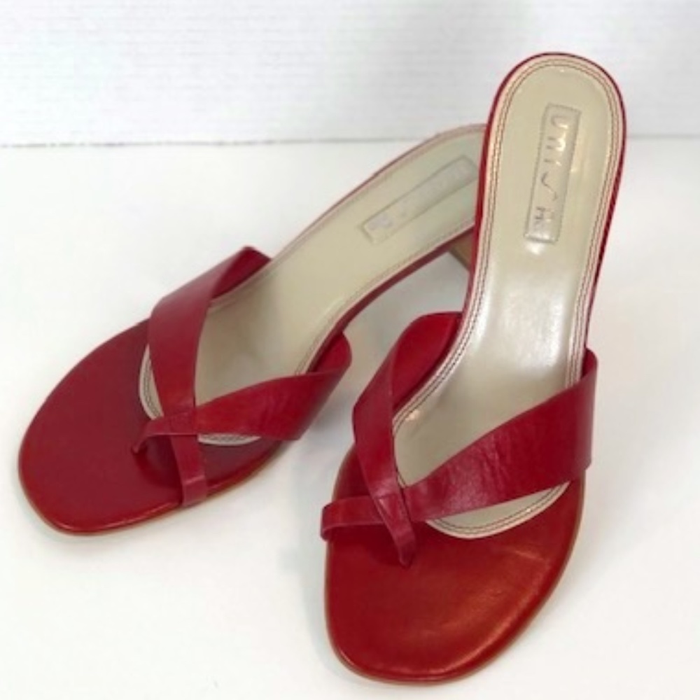 Unisa Red Leather Strappy Heels Sandals Sz 8.5
